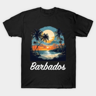 Barbados Sunset (with White Lettering) T-Shirt